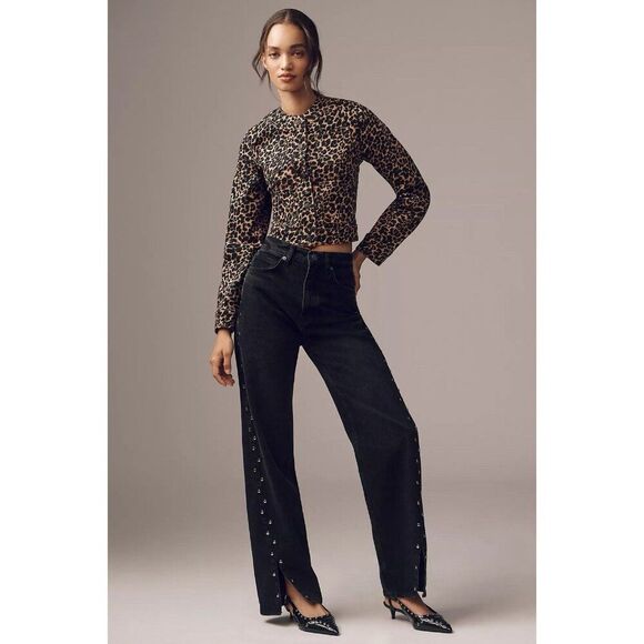 Anthropologie Cora Patch Pocket Jacket Maeve Leopard Animal Print Size XS Blazer - Picture 3 of 14